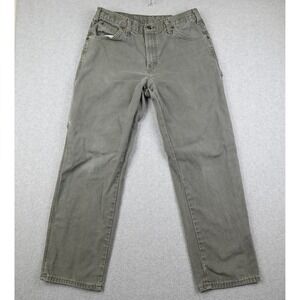 Dickies Men's Work Pants Carpenter Washed Green Canvas Straight Fit Size 32x29.5